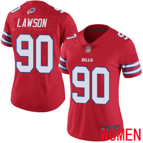 Women Buffalo Bills #90 Shaq Lawson Limited Red Rush Vapor Untouchable NFL Jersey